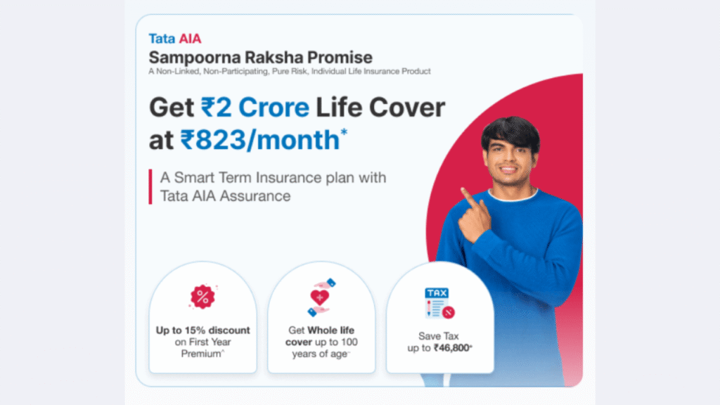 Get ₹2Crore Life Cover@₹804month Best Tata AIA Sampoorna Raksha Promise